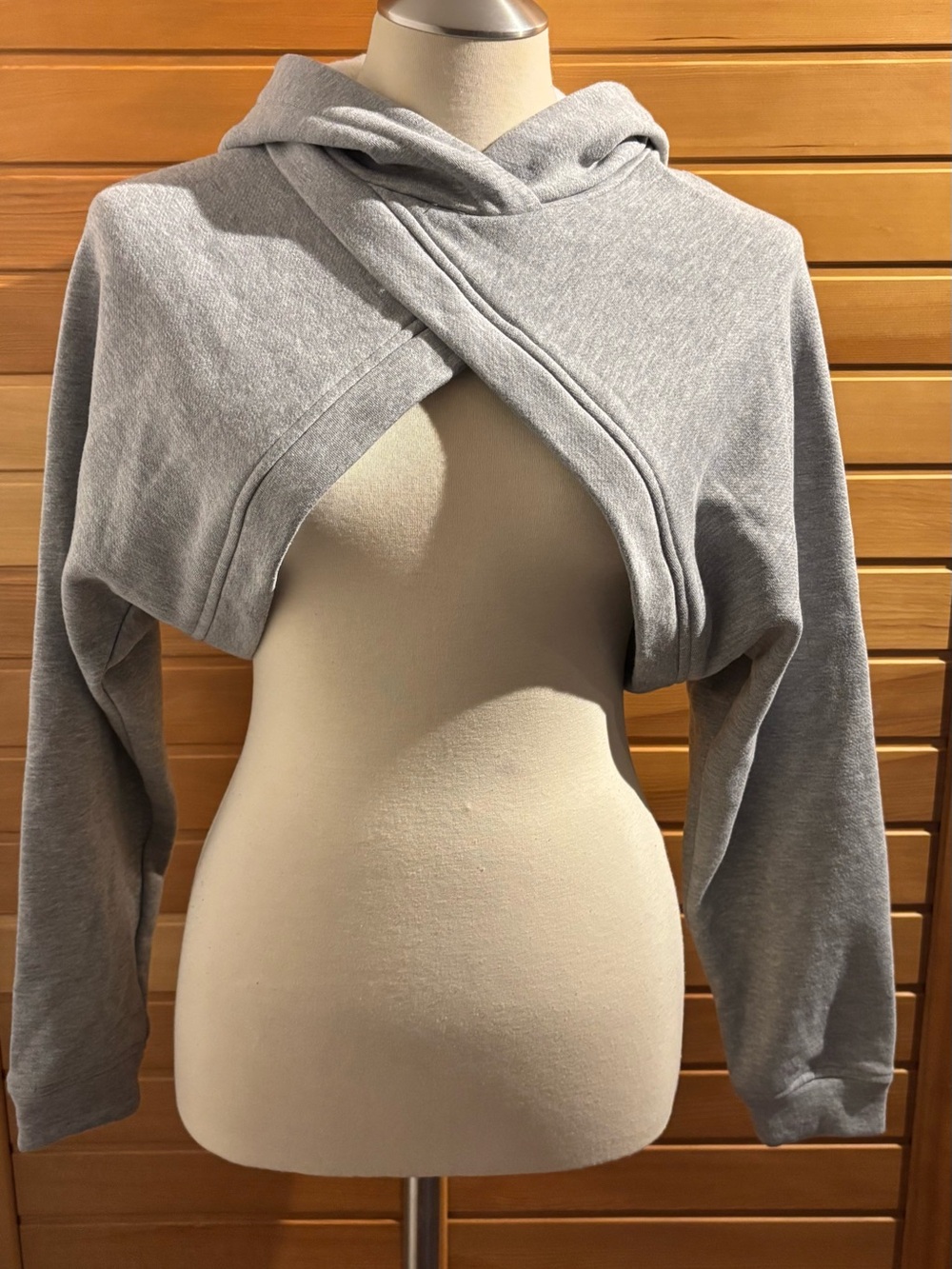 NWT Cropped Gray Wrap Hoodie - Women's Hooded Sweatshirt